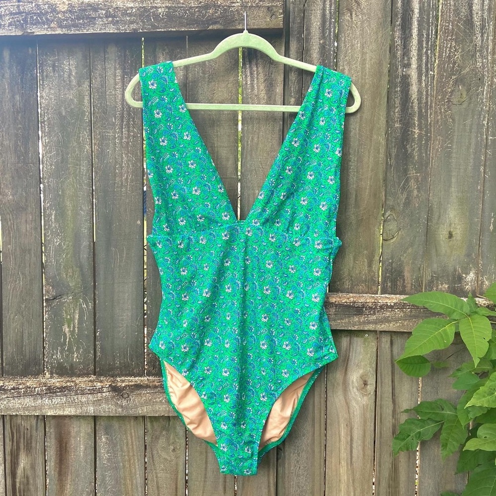 J. Crew Floral V-Neck One-Piece